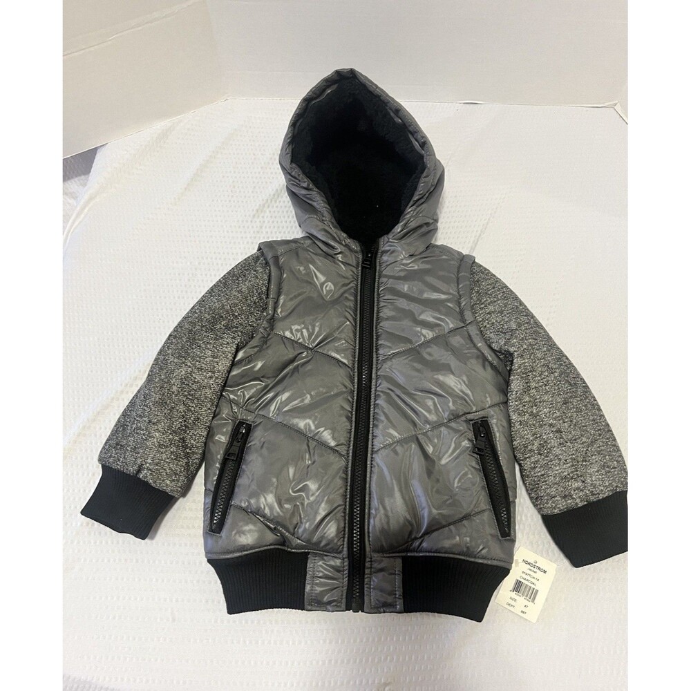Toddler Boys Urban Republic Coat Jacket Faux Vest/Hoodie Puffer Sz 4T
